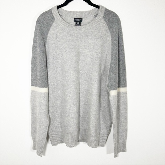 NWT $269 Club Monaco Heather Gray Boiled Cashmere Sweater Crew Neck Size XL - Picture 1 of 8